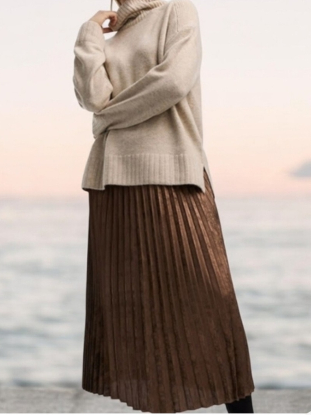 Reitmans Chocolate Brown Pleated Maxi Skirt